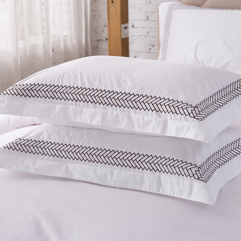 Vit 6080S 100% Bomull Pil Broderad Hotell Sovrum Lakan Set Vit 6080S 100% Bomull Pil Broderad Hotell Sovrum Lakan Set