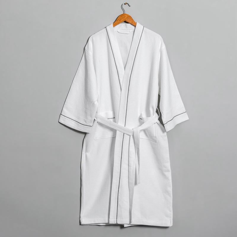 100 % ren bomull liten våffla Kimono krage hotellbadrock 100 % ren bomull liten våffla Kimono krage hotellbadrock