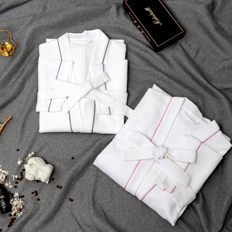 100 % ren bomull liten våffla Kimono krage hotellbadrock 100 % ren bomull liten våffla Kimono krage hotellbadrock