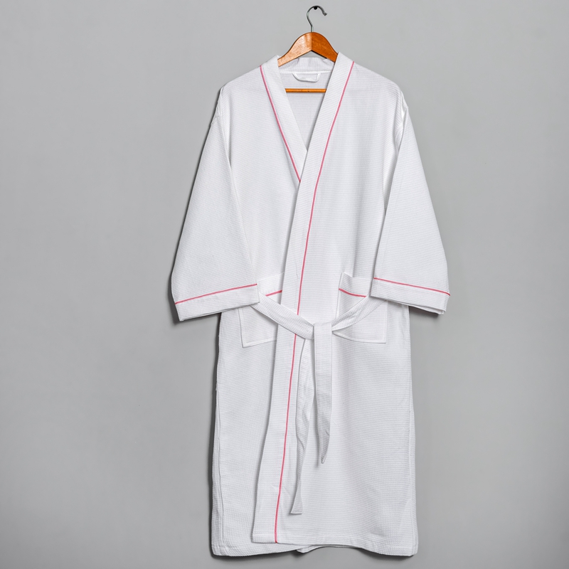 100 % ren bomull liten våffla Kimono krage hotellbadrock 100 % ren bomull liten våffla Kimono krage hotellbadrock