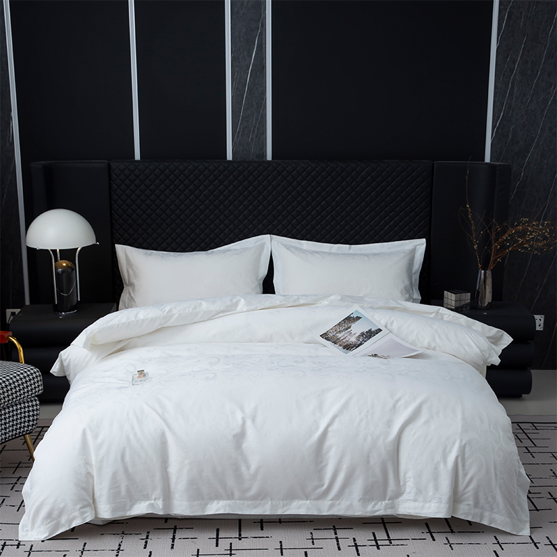 Ny Jacquard 100% Bomull Satin Vit Hotell Linne Sovrum Sängkläder Lakan Set