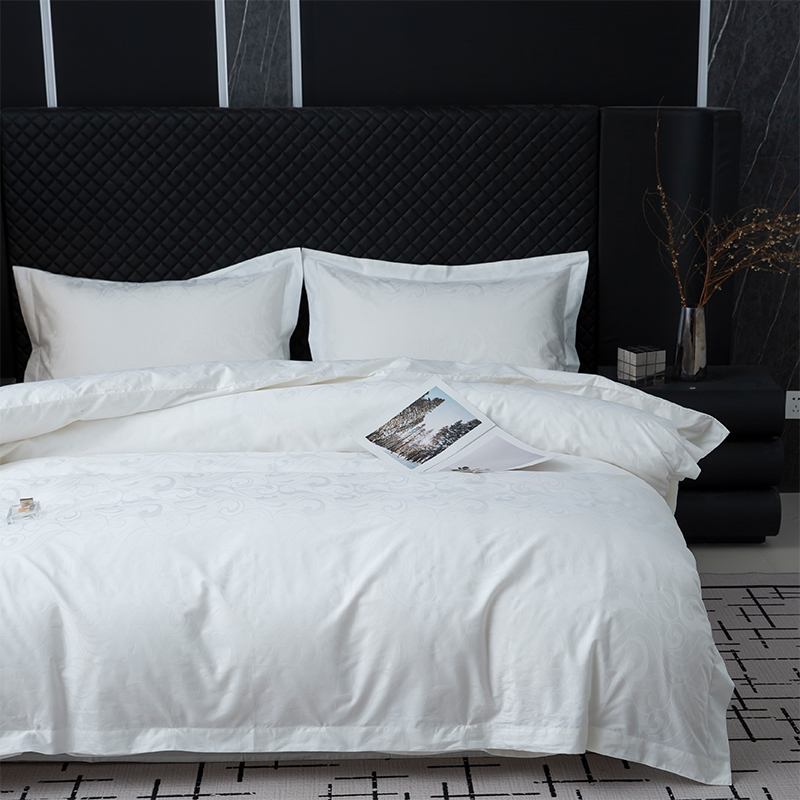 Ny Jacquard 100% Bomull Satin Vit Hotell Linne Sovrum Sängkläder Lakan Set Ny Jacquard 100% Bomull Satin Vit Hotell Linne Sovrum Sängkläder Lakan Set
