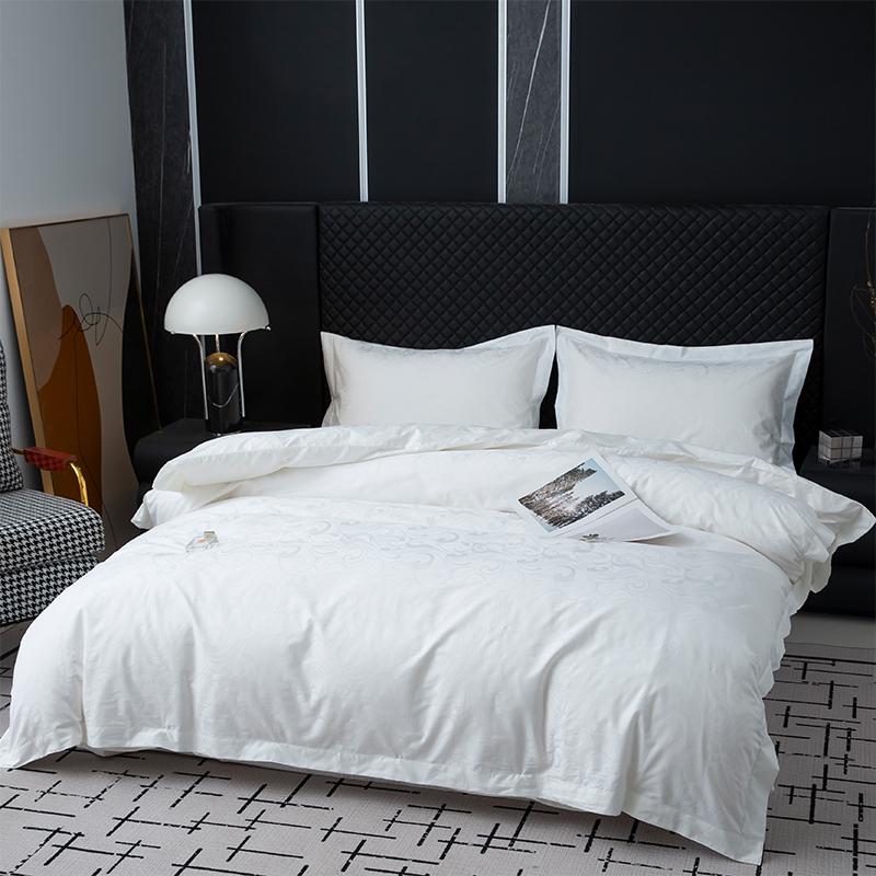 Ny Jacquard 100% Bomull Satin Vit Hotell Linne Sovrum Sängkläder Lakan Set Ny Jacquard 100% Bomull Satin Vit Hotell Linne Sovrum Sängkläder Lakan Set