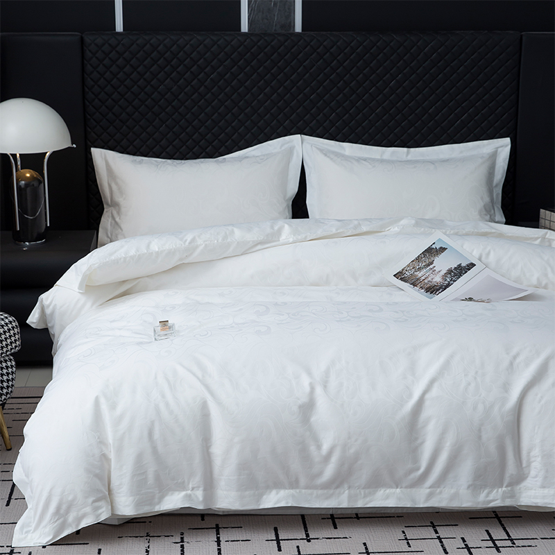 Ny Jacquard 100% Bomull Satin Vit Hotell Linne Sovrum Sängkläder Lakan Set Ny Jacquard 100% Bomull Satin Vit Hotell Linne Sovrum Sängkläder Lakan Set