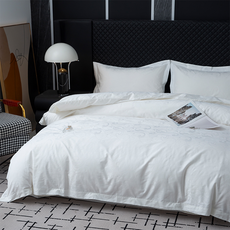 Ny Jacquard 100% Bomull Satin Vit Hotell Linne Sovrum Sängkläder Lakan Set Ny Jacquard 100% Bomull Satin Vit Hotell Linne Sovrum Sängkläder Lakan Set