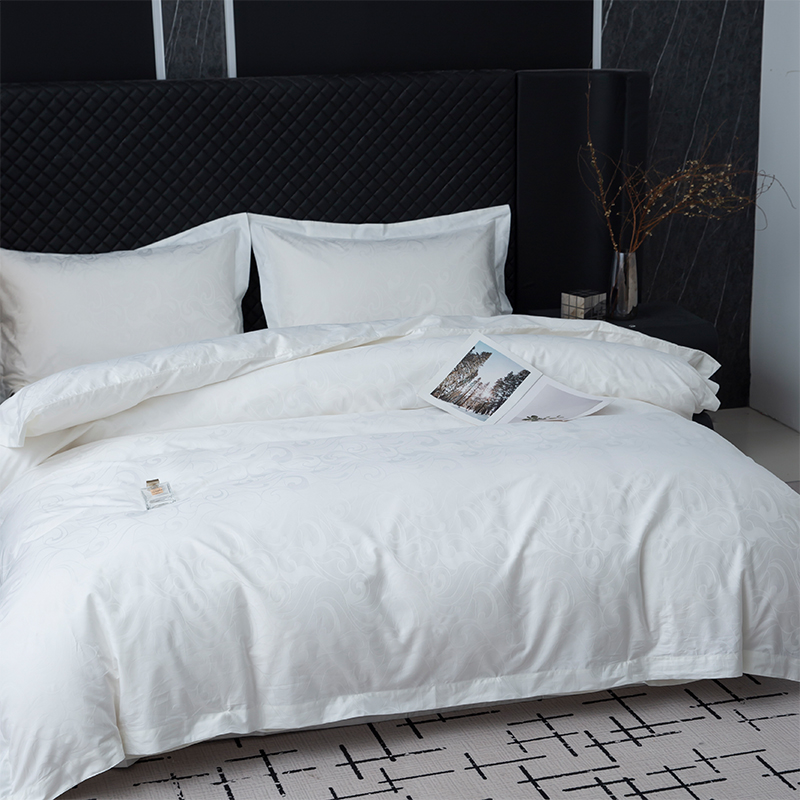 Ny Jacquard 100% Bomull Satin Vit Hotell Linne Sovrum Sängkläder Lakan Set Ny Jacquard 100% Bomull Satin Vit Hotell Linne Sovrum Sängkläder Lakan Set