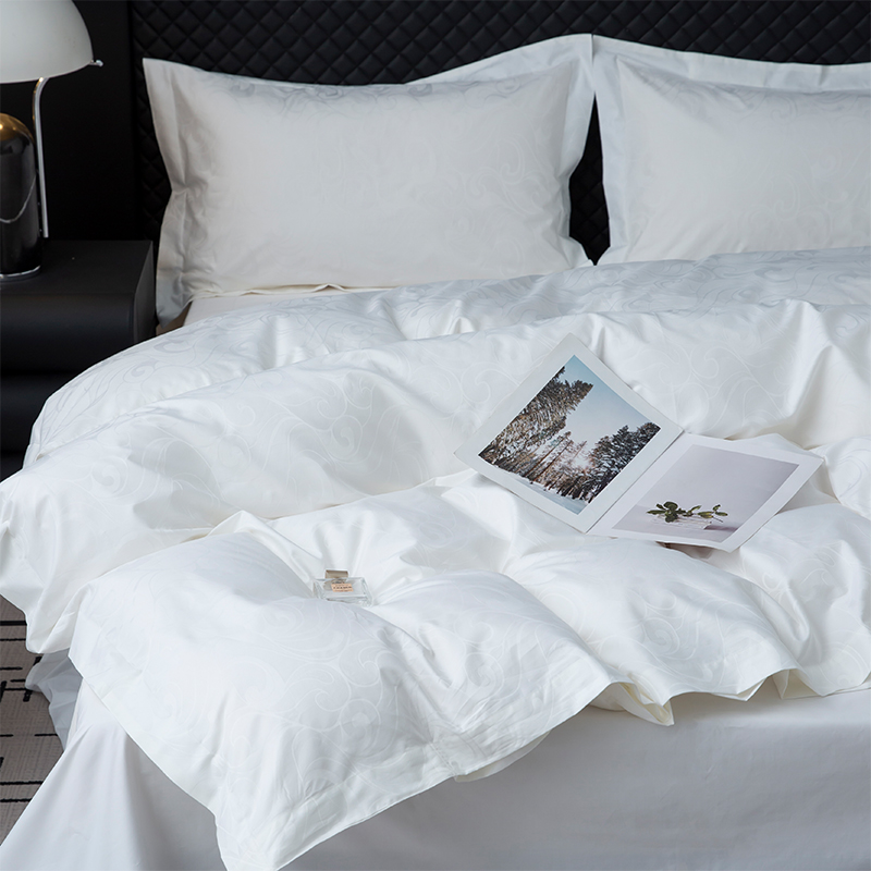 Ny Jacquard 100% Bomull Satin Vit Hotell Linne Sovrum Sängkläder Lakan Set Ny Jacquard 100% Bomull Satin Vit Hotell Linne Sovrum Sängkläder Lakan Set