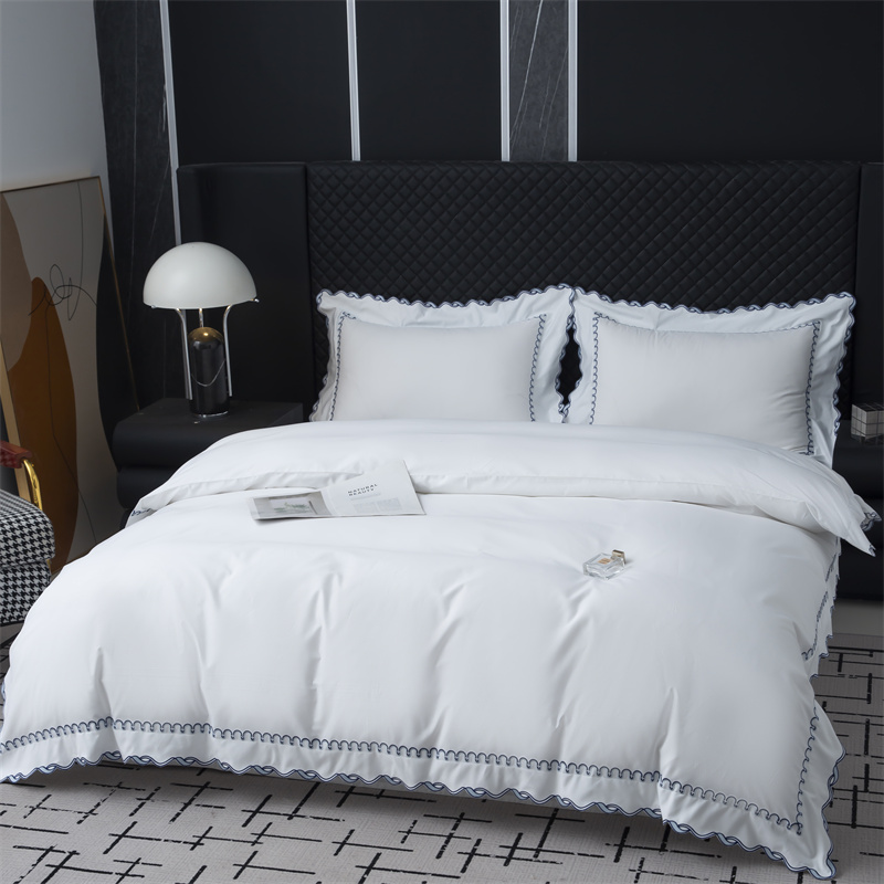 Utsökt broderisnitt design 350TC bomull satin sängkläder set Utsökt broderisnitt design 350TC bomull satin sängkläder set