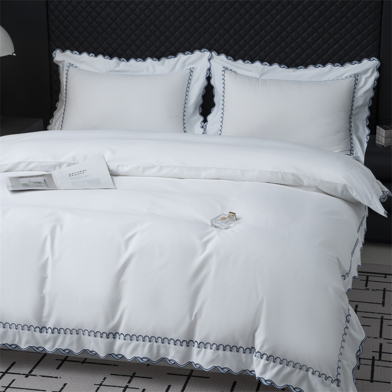 Utsökt broderisnitt design 350TC bomull satin sängkläder set Utsökt broderisnitt design 350TC bomull satin sängkläder set