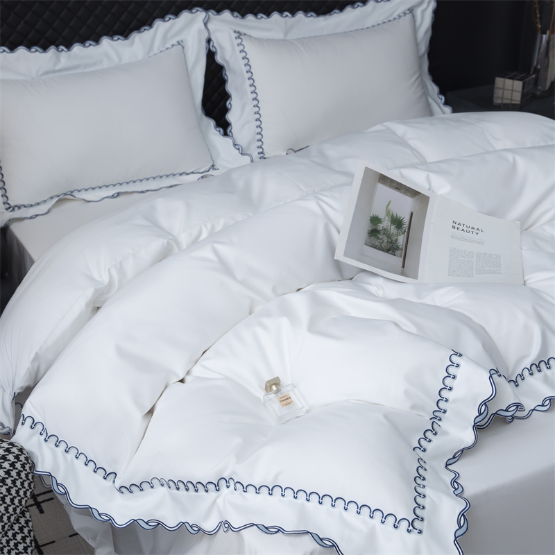 Utsökt broderisnitt design 350TC bomull satin sängkläder set Utsökt broderisnitt design 350TC bomull satin sängkläder set