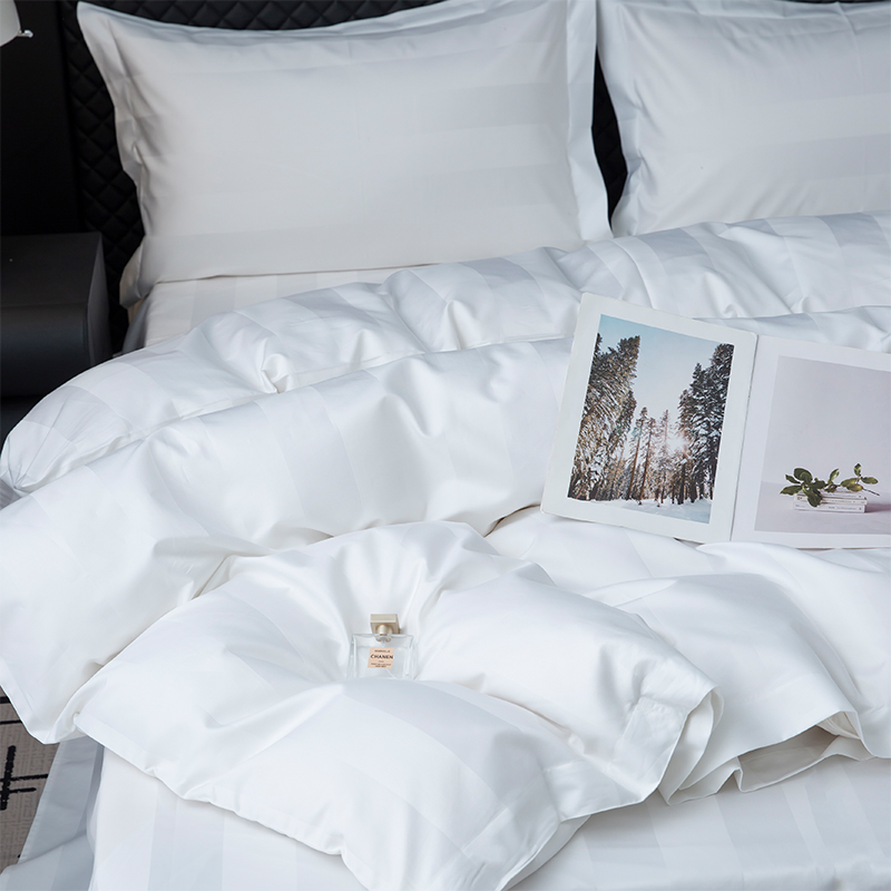 7 cm satin rand slät vit 750TC 100 % bomull för femstjärnigt hotellsängset 7 cm satin rand slät vit 750TC 100 % bomull för femstjärnigt hotellsängset