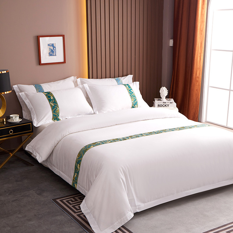 Jacquardtejpdekoration Skräddarsydd 60S bomull hotellsängset Jacquardtejpdekoration Skräddarsydd 60S bomull hotellsängset