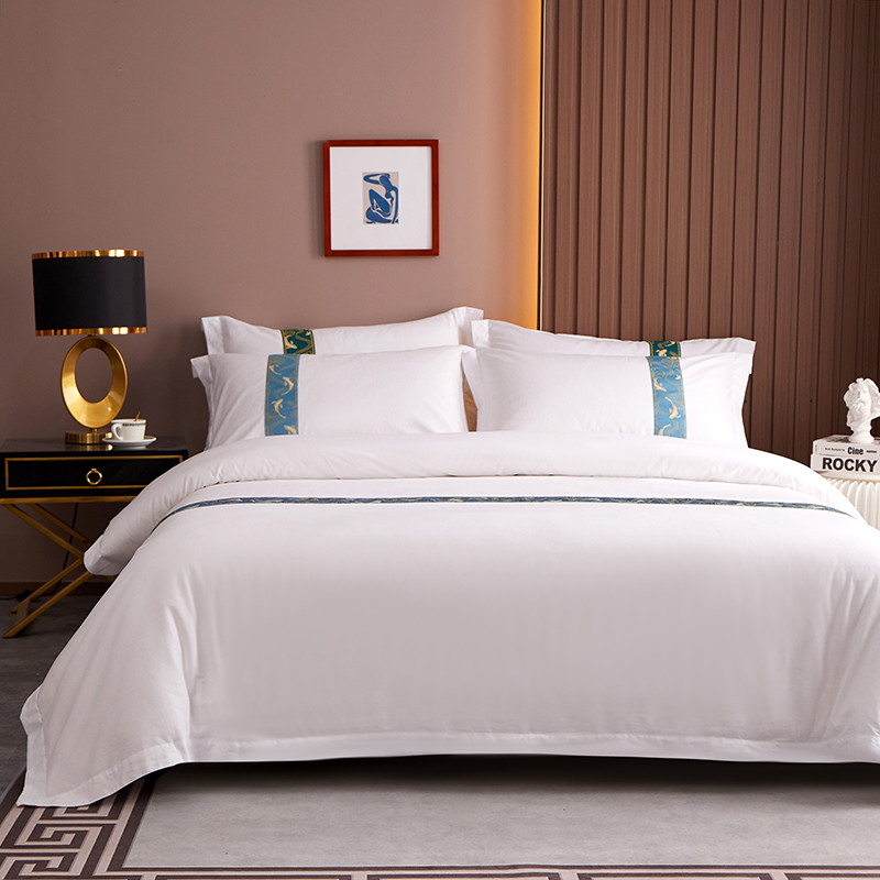 Jacquardtejpdekoration Skräddarsydd 60S bomull hotellsängset Jacquardtejpdekoration Skräddarsydd 60S bomull hotellsängset