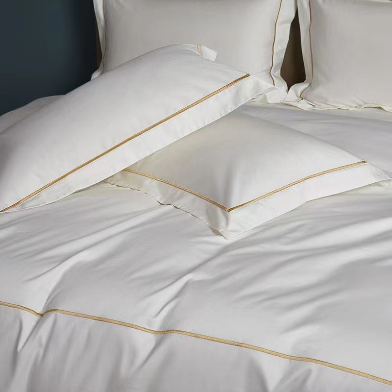 Enkellinjebroderi 100 % bomull Vit 300TC Lakanset påslakan Enkellinjebroderi 100 % bomull Vit 300TC Lakanset påslakan