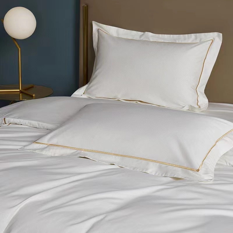Enkellinjebroderi 100 % bomull Vit 300TC Lakanset påslakan Enkellinjebroderi 100 % bomull Vit 300TC Lakanset påslakan