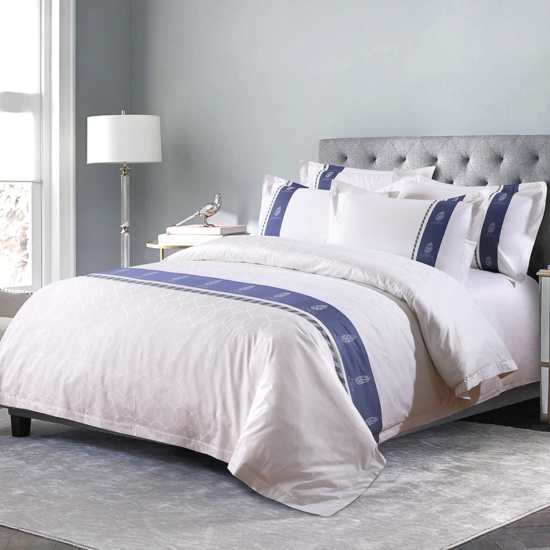 Garnfärgad anpassad logotyp 100% bomull sängkläder set Garnfärgad anpassad logotyp 100% bomull sängkläder set